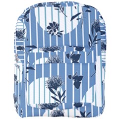 Stripes Blue White Full Print Backpack by designsbymallika