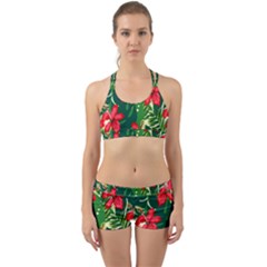 Floral Pink Flowers Back Web Gym Set by Mariart