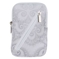 Wedding White Swirls Spirals Belt Pouch Bag (large)