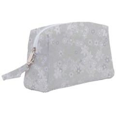 Ash Grey Floral Pattern Wristlet Pouch Bag (large)