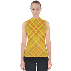 Orange Madras Plaid Mock Neck Shell Top