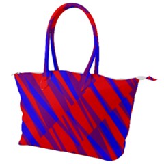 Geometric Blocks, Blue And Red Triangles, Abstract Pattern Canvas Shoulder Bag by Casemiro