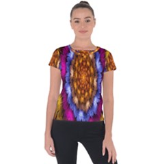 Fractal Flower Short Sleeve Sports Top  by Sparkle