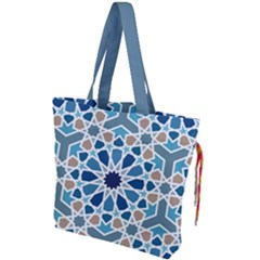 Arabic Geometric Design Pattern  Drawstring Tote Bag by LoolyElzayat