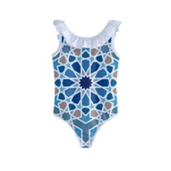 Arabic Geometric Design Pattern  Kids  Frill Swimsuit by LoolyElzayat