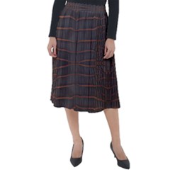 Chestnut Nile Crocodile Skin Classic Velour Midi Skirt  by LoolyElzayat