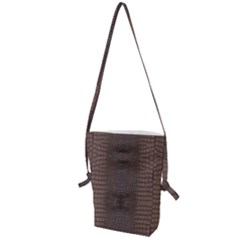 Brown Alligator Leather Skin Folding Shoulder Bag by LoolyElzayat