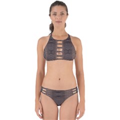 Brown Alligator Leather Skin Perfectly Cut Out Bikini Set by LoolyElzayat