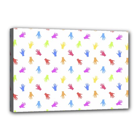 Multicolored Hands Silhouette Motif Design Canvas 18  X 12  (stretched) by dflcprintsclothing