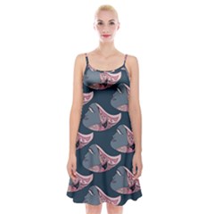 Doodle Queen Fish Pattern Spaghetti Strap Velvet Dress by tmsartbazaar