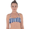 Navy in Vertical Stripes Halter Bandeau Bikini Top View1