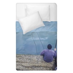 Senior Man Fishing At River, Montevideo, Uruguay001 Duvet Cover Double Side (single Size) by dflcprintsclothing