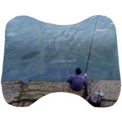 Senior Man Fishing At River, Montevideo, Uruguay001 Head Support Cushion by dflcprintsclothing