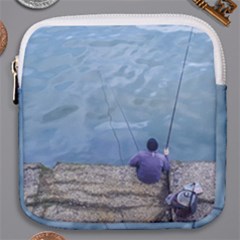 Senior Man Fishing At River, Montevideo, Uruguay001 Mini Square Pouch by dflcprintsclothing