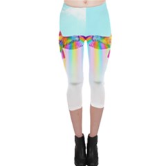 Rainbow Bird Capri Leggings  by Sparkle