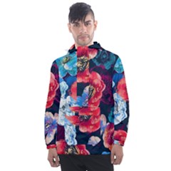 Flowers Pattern Men s Front Pocket Pullover Windbreaker by Sparkle