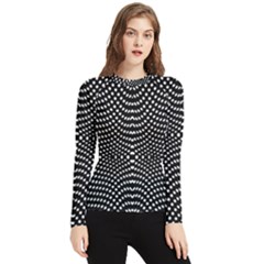 Black And White Geometric Kinetic Pattern Women s Long Sleeve Rash Guard