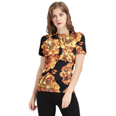 Copper Floral Women s Short Sleeve Rash Guard