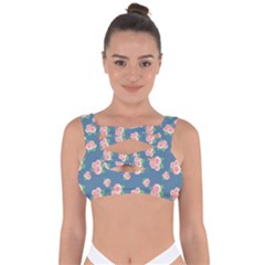 Pink Vintage Roses Bandaged Up Bikini Top