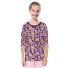 Nostalgic Flowers Kids  Quarter Sleeve Raglan Tee