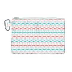 Aqua Coral Waves Canvas Cosmetic Bag (large) by CuteKingdom