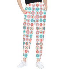 Aqua Coral Circles Tapered Pants by CuteKingdom