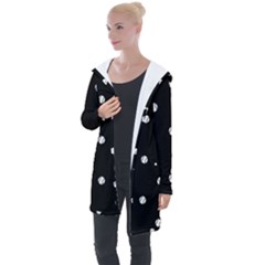 Black And White Baseball Motif Pattern Longline Hooded Cardigan by dflcprintsclothing