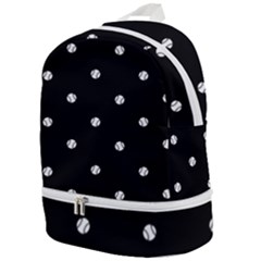 Black And White Baseball Motif Pattern Zip Bottom Backpack by dflcprintsclothing