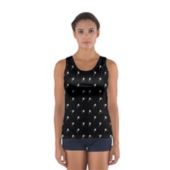 Black And White Tennis Motif Print Pattern Sport Tank Top 