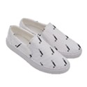 Black And White Cricket Sport Motif Print Pattern Women s Canvas Slip Ons View3