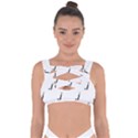 Black And White Cricket Sport Motif Print Pattern Bandaged Up Bikini Top View1