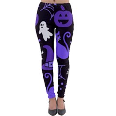 Halloween Party Seamless Repeat Pattern  Lightweight Velour Leggings by KentuckyClothing