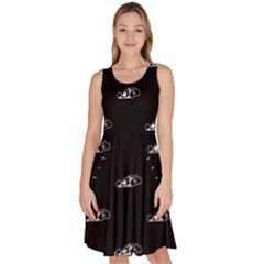 Formula One Black And White Graphic Pattern Knee Length Skater Dress With Pockets by dflcprintsclothing