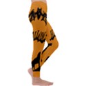 Happy Halloween Scary Funny Spooky Logo Witch On Broom Broomstick Spider Wolf Bat Black 8888 Black A Kids  Lightweight Velour Leggings View3