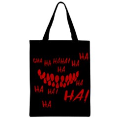 Demonic Laugh, Spooky Red Teeth Monster In Dark, Horror Theme Zipper Classic Tote Bag by Casemiro