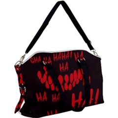 Demonic Laugh, Spooky Red Teeth Monster In Dark, Horror Theme Canvas Crossbody Bag by Casemiro