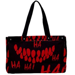 Demonic Laugh, Spooky Red Teeth Monster In Dark, Horror Theme Canvas Work Bag by Casemiro