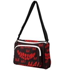 Demonic Laugh, Spooky Red Teeth Monster In Dark, Horror Theme Front Pocket Crossbody Bag by Casemiro