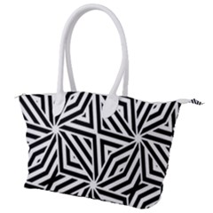 Black And White Abstract Lines, Geometric Pattern Canvas Shoulder Bag by Casemiro