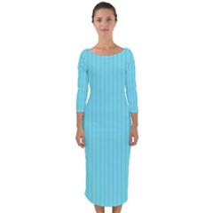 Arctic Blue & Black -  Quarter Sleeve Midi Bodycon Dress by FashionLane