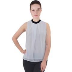 Platinum & Black - Mock Neck Chiffon Sleeveless Top