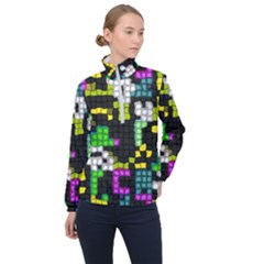 Drawn Squares                                                     Women Half Zip Windbreaker