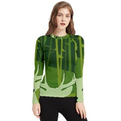 Forest Deer Tree Green Nature Women s Long Sleeve Rash Guard