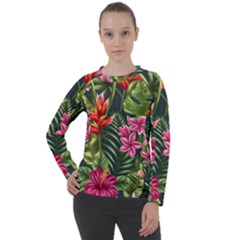 Tropical Flowers Women s Long Sleeve Raglan Tee