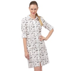 Music Notes Wallpaper Long Sleeve Mini Shirt Dress by Mariart