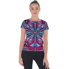 Fractal Flower Short Sleeve Sports Top  by Sparkle