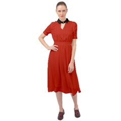 Christmas Red - Keyhole Neckline Chiffon Dress by FashionLane