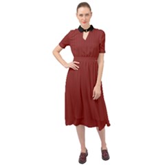 Chili Oil Red - Keyhole Neckline Chiffon Dress by FashionLane