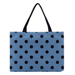 Large Black Polka Dots On Air Force Blue - Medium Tote Bag