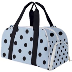 Large Black Polka Dots On Beau Blue - Burner Gym Duffel Bag by FashionLane